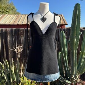 Something Navy Black Cashmere Camisole Top